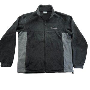 Columbia Men Fleece Jacket Large Full Zip Outdoors Performance Gray Stand Collar